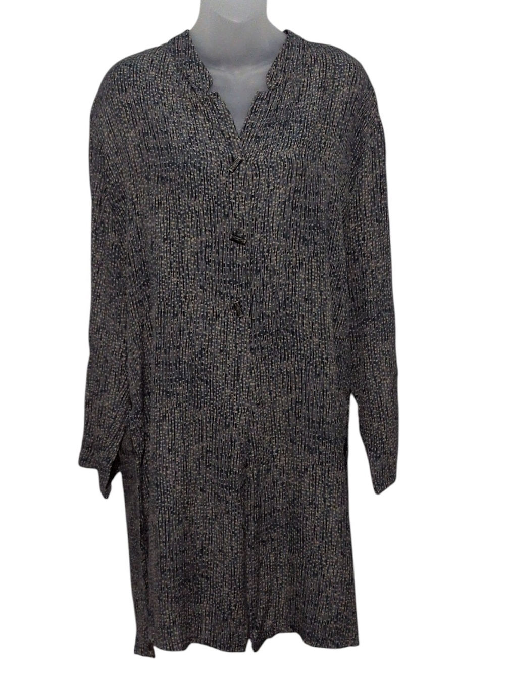 Vintage 80s Christian Dior Monsieur 100% Silk Tunic Blouse Shirt Patterned Sz 14
